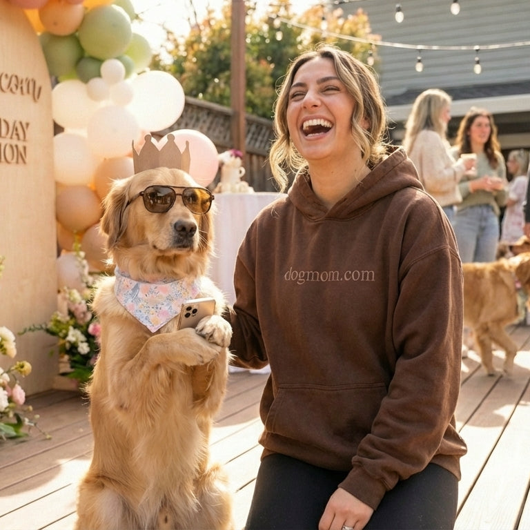 Chocolate Dog Mom Hoodie - detail view - DogMom.com