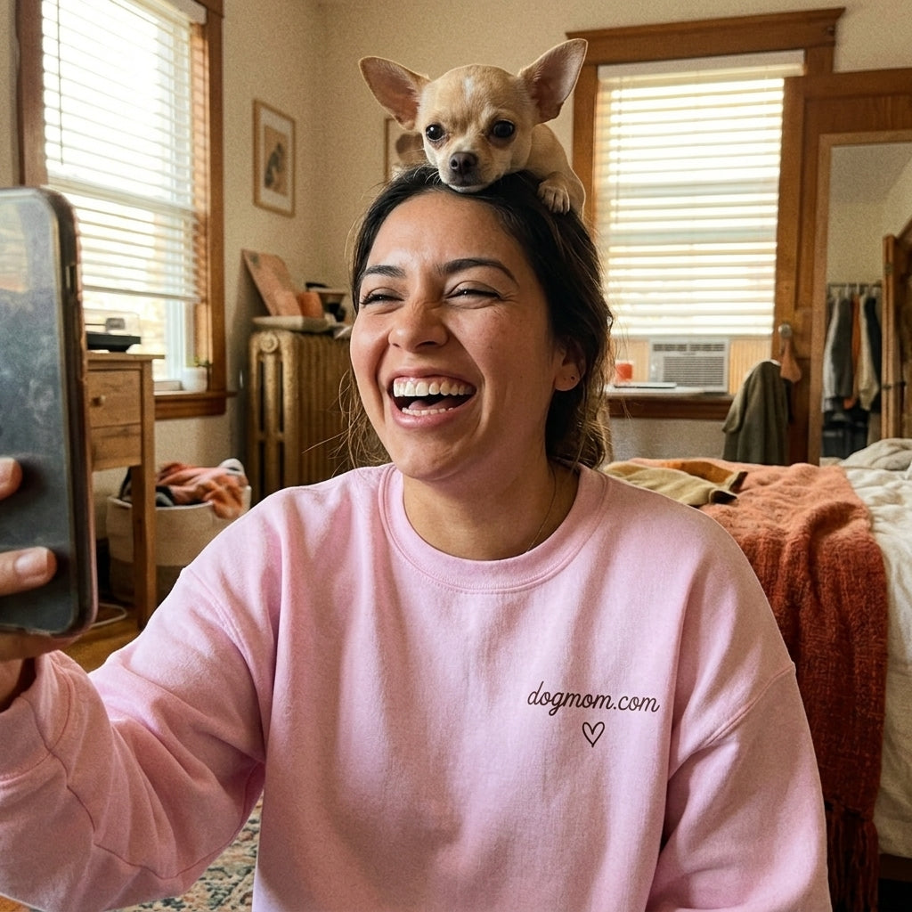 A Girl and Her Dog Light Pink Crewneck - Front 2
