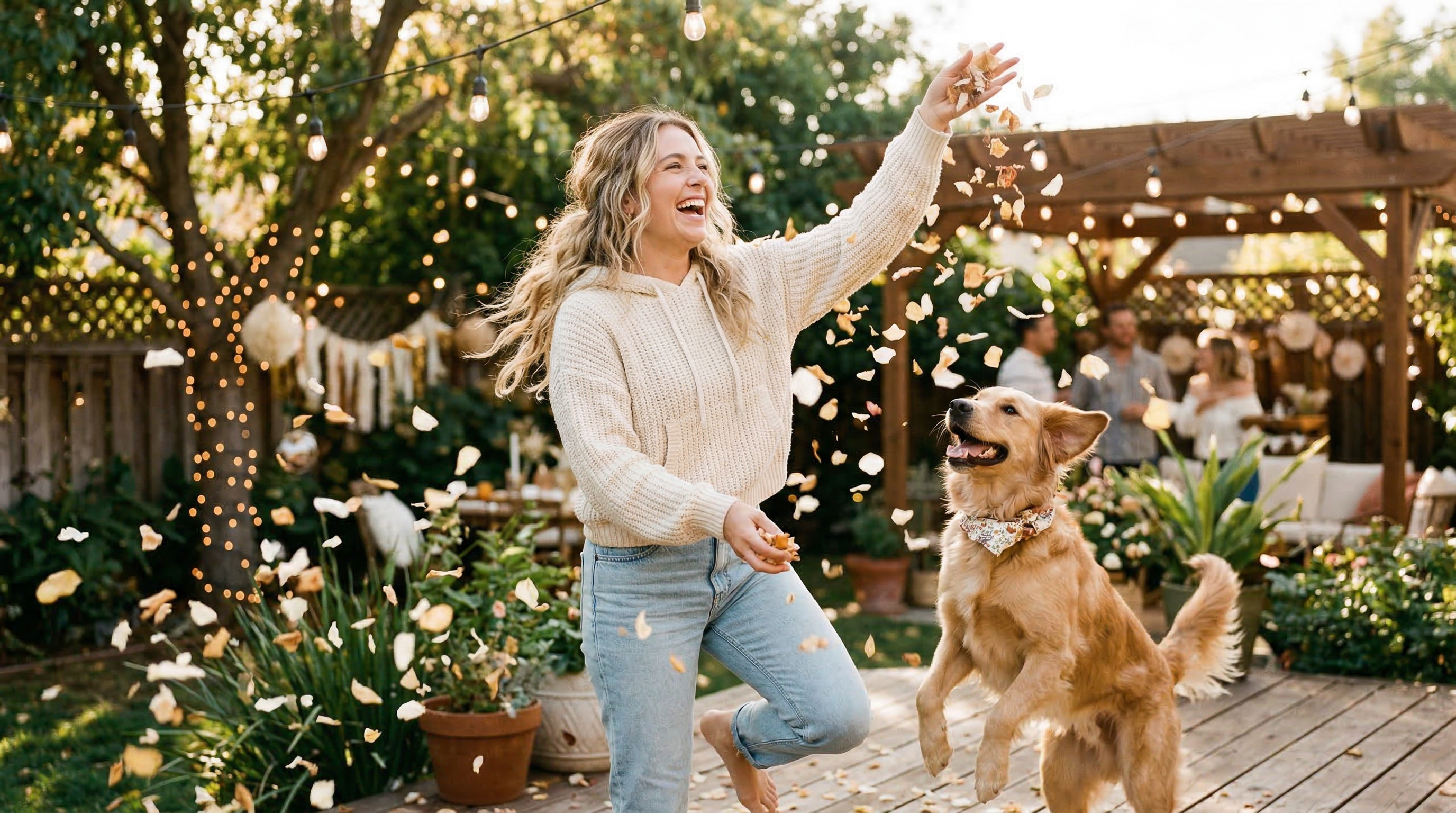 Celebrating National Dog Mom Day 2026 - joyful woman with dog at outdoor party