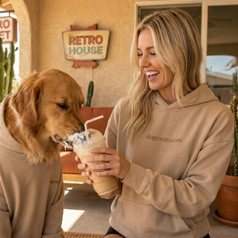 Dogmom.com Natural Hoodie - front view - DogMom.com dog mom apparel