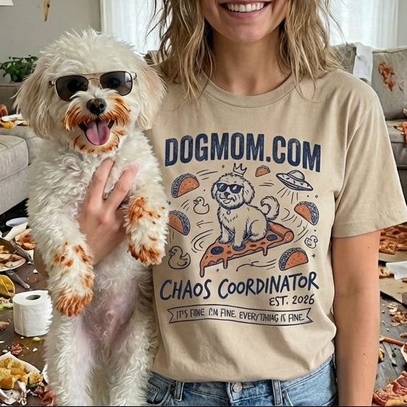 Chaos Coordinator Dogmom Tee - front view - DogMom.com dog mom apparel