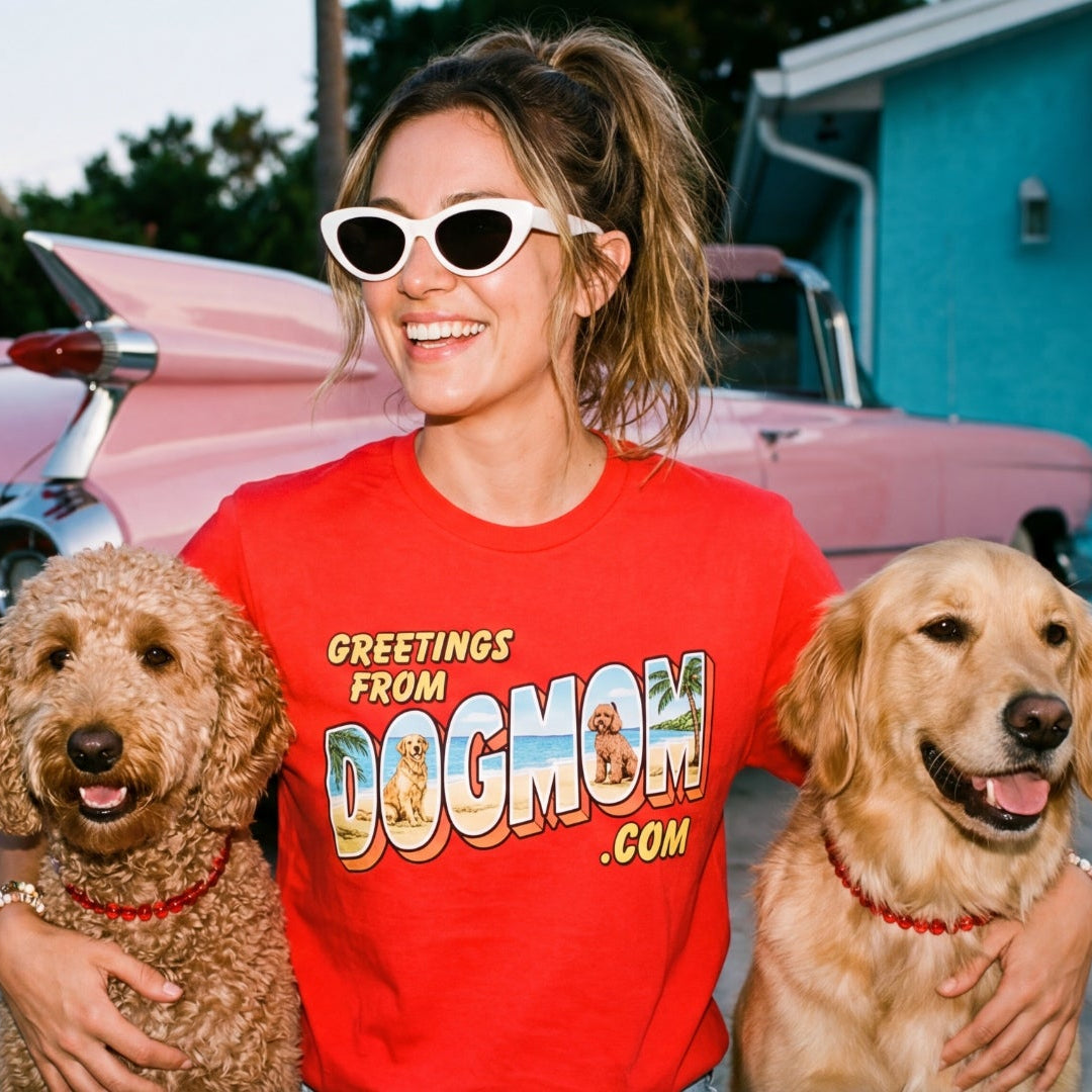 Greetings from DogMom.com - model with dogs