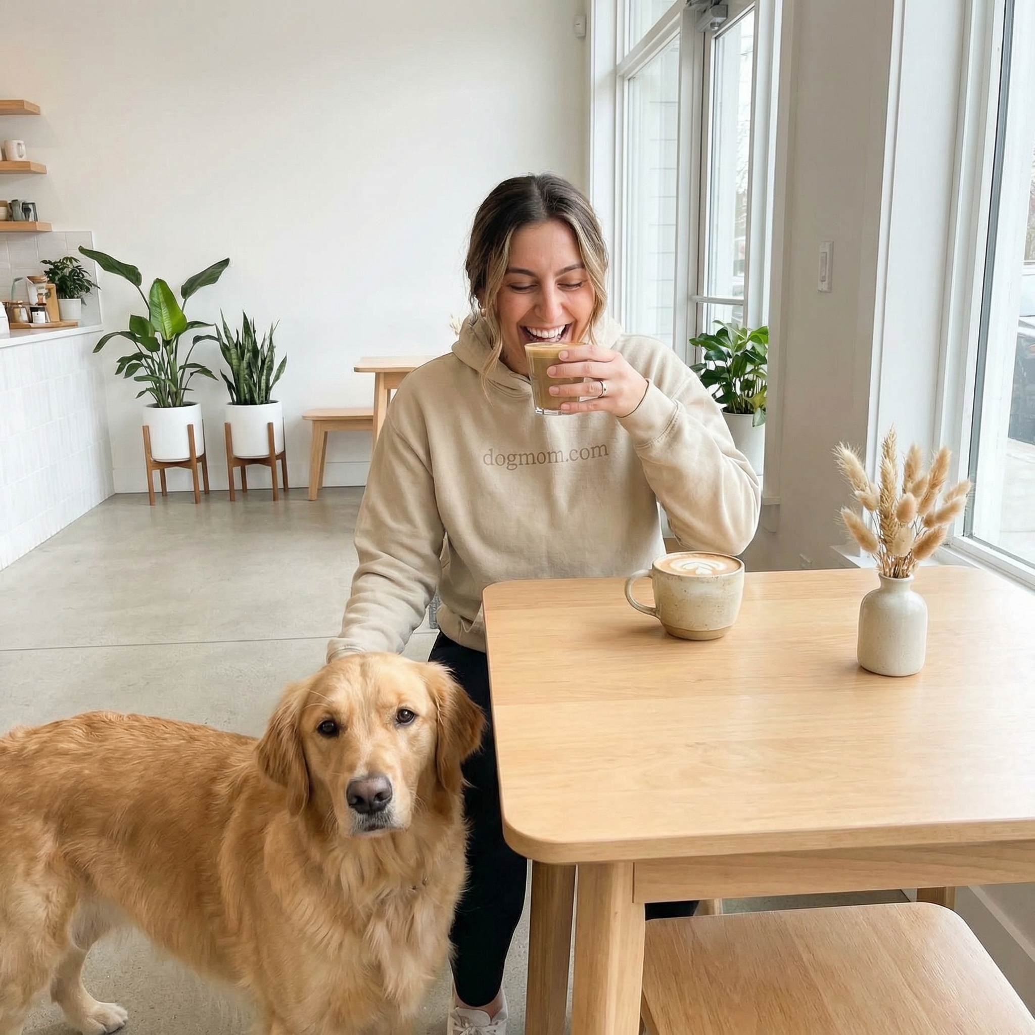 Minimalist Natural Dog Mom Hoodie