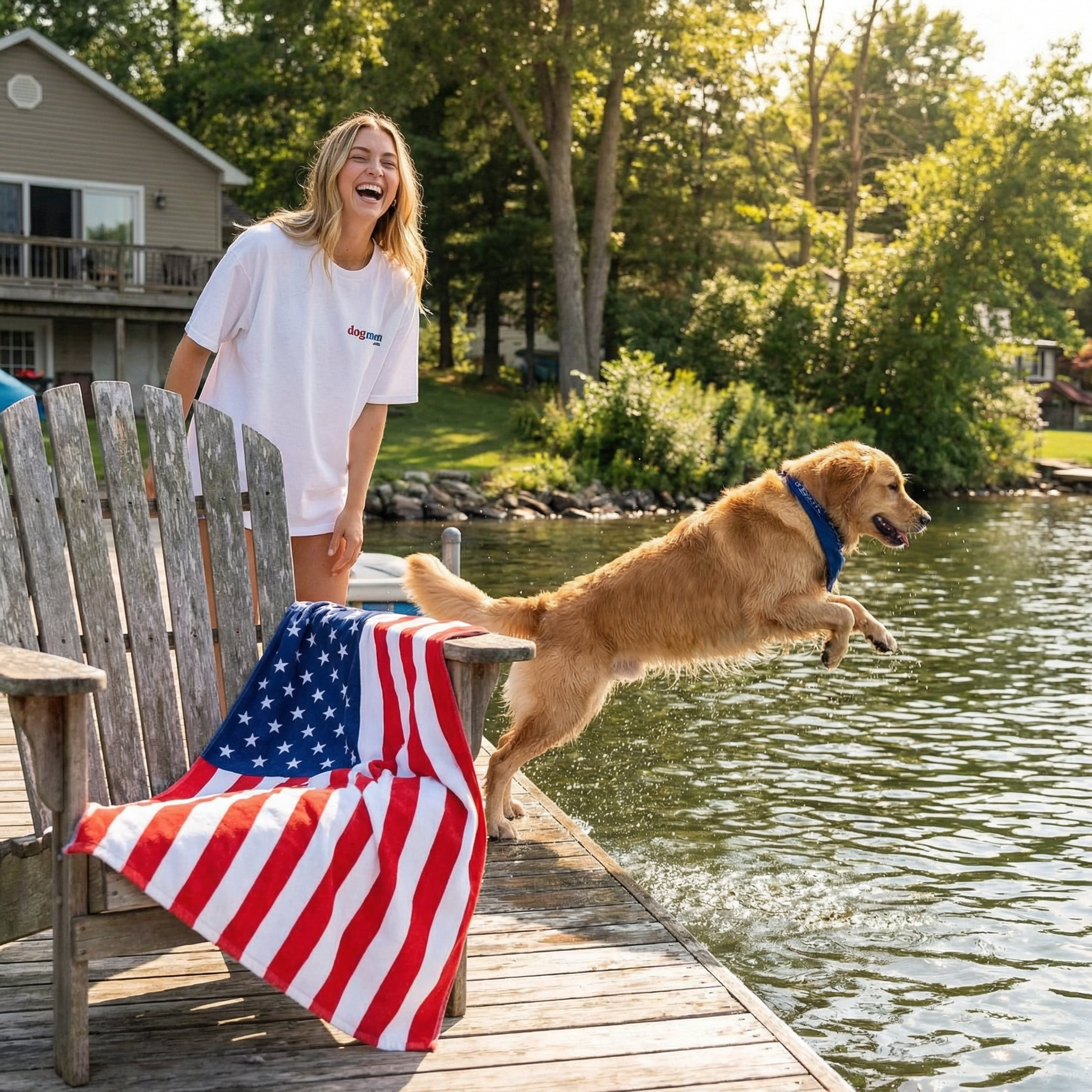Red White & Blue Dog Mom Tee