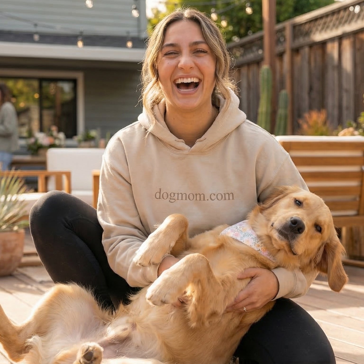 Minimalist Natural Dog Mom Hoodie - view 4 - DogMom.com