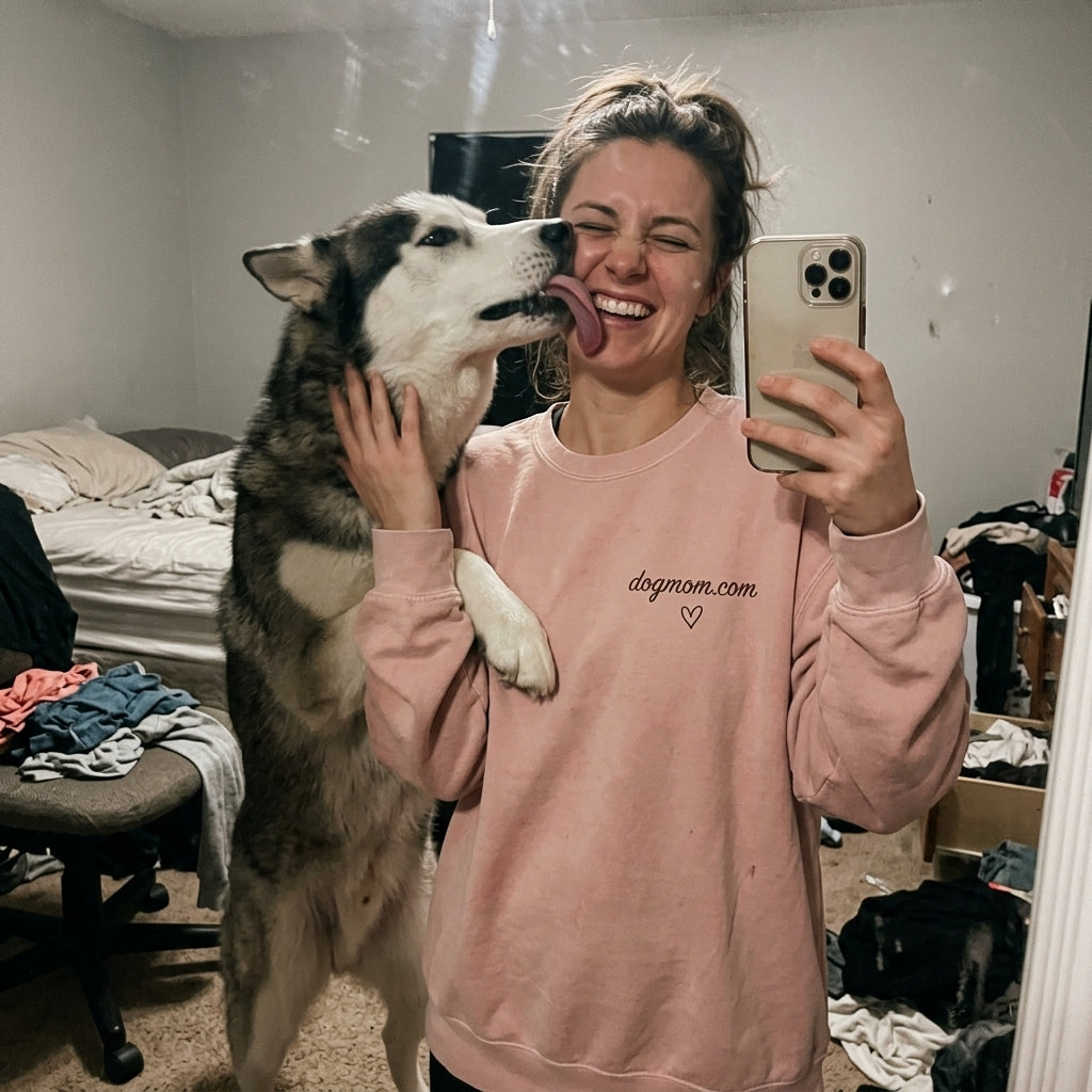 A Girl and Her Dog Light Pink Crewneck - Front 1