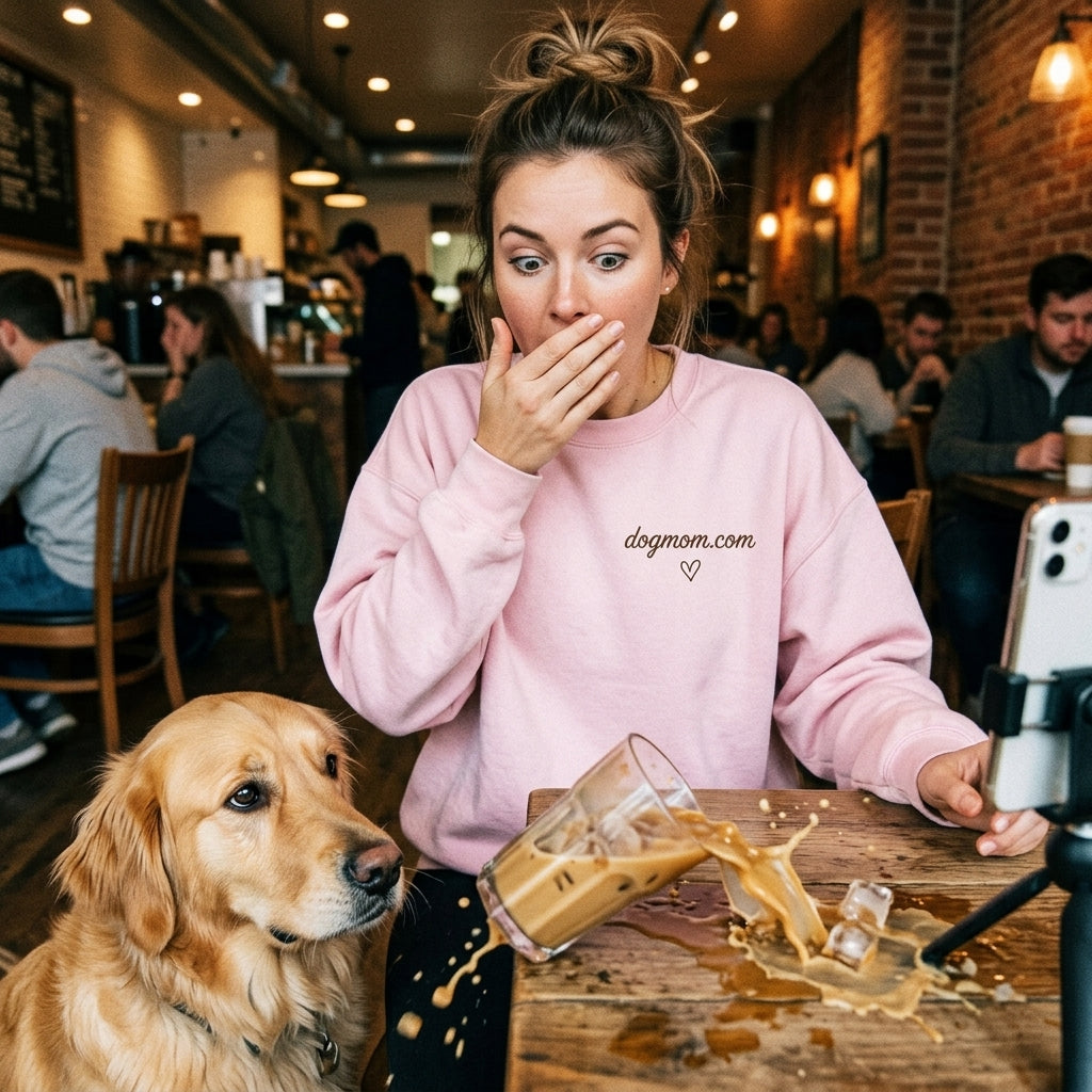 A Girl and Her Dog Light Pink Crewneck - Front 3